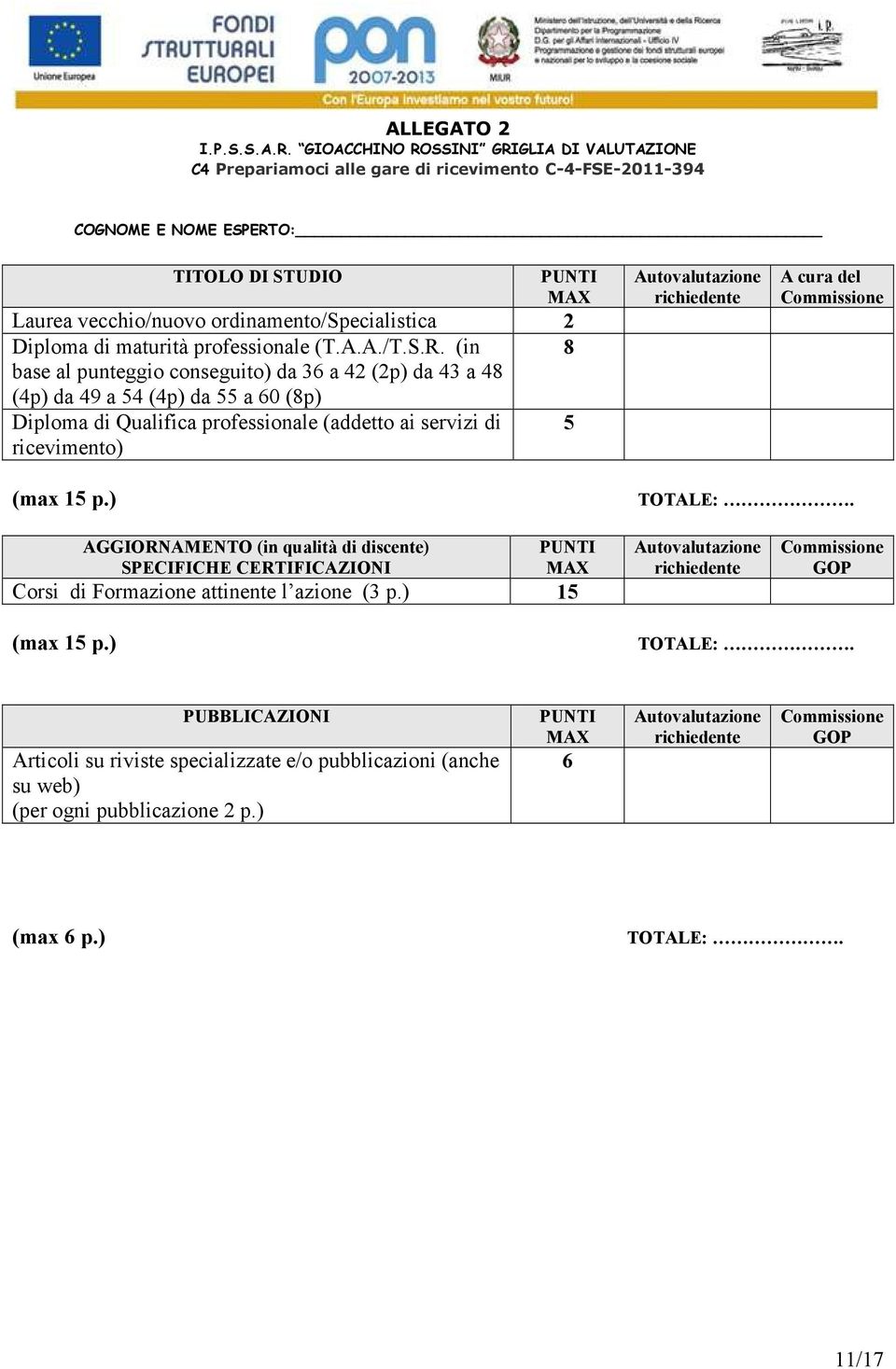 Diploma di maturità professionale (T.A.A./T.S.R.