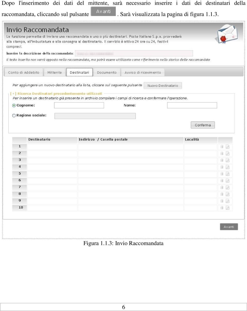 raccomandata, cliccando sul pulsante.