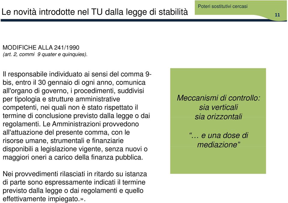 nei quali non è stato rispettato il termine di conclusione previsto dalla legge o dai regolamenti.