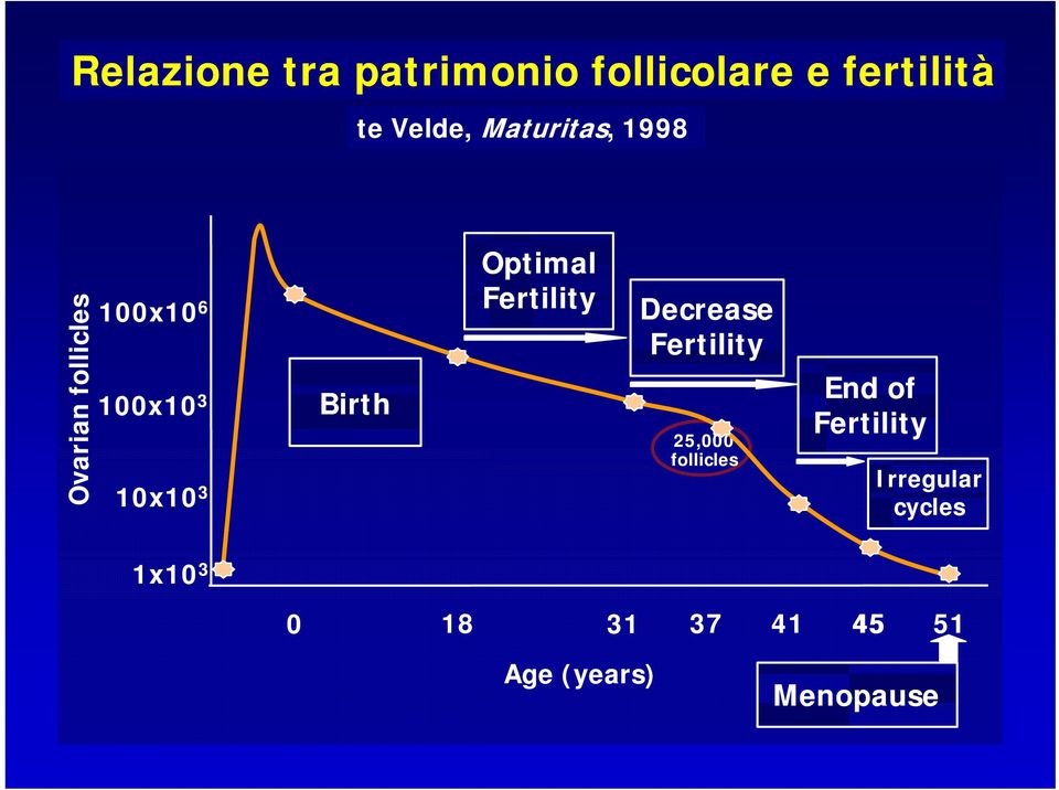 3 Optimal Fertility Decrease Fertility 25,000 follicles End of