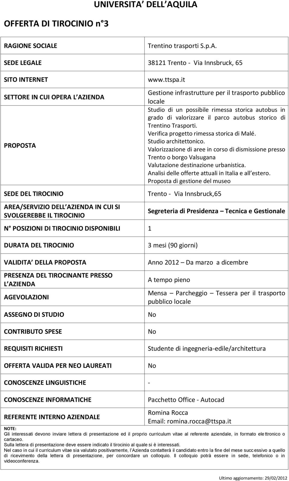 Analisi delle offerte attuali in Italia e all estero.