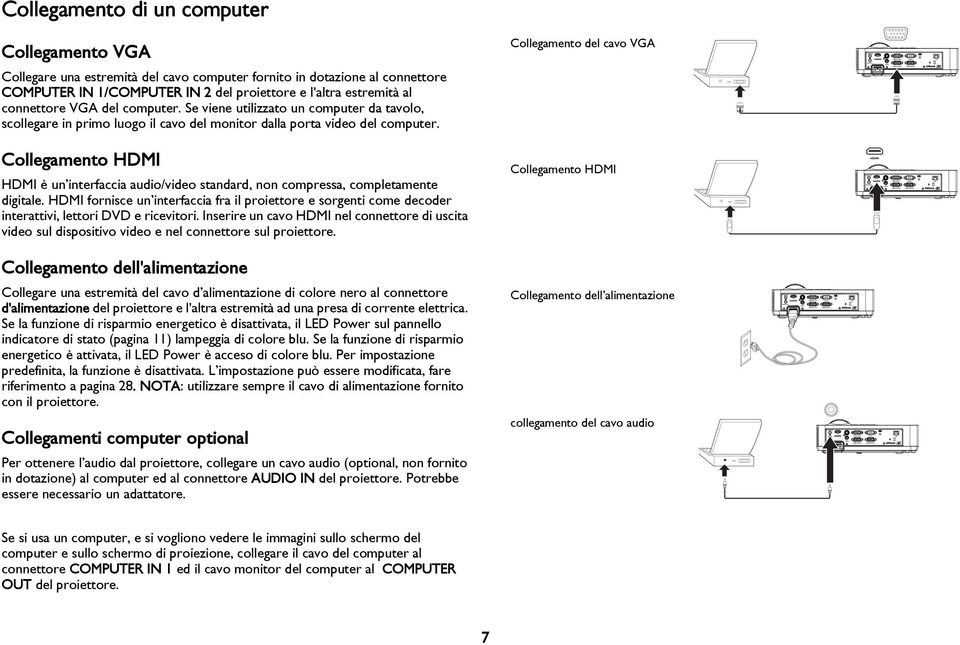 Collegamento HDMI HDMI è un interfaccia audio/video standard, non compressa, completamente digitale.