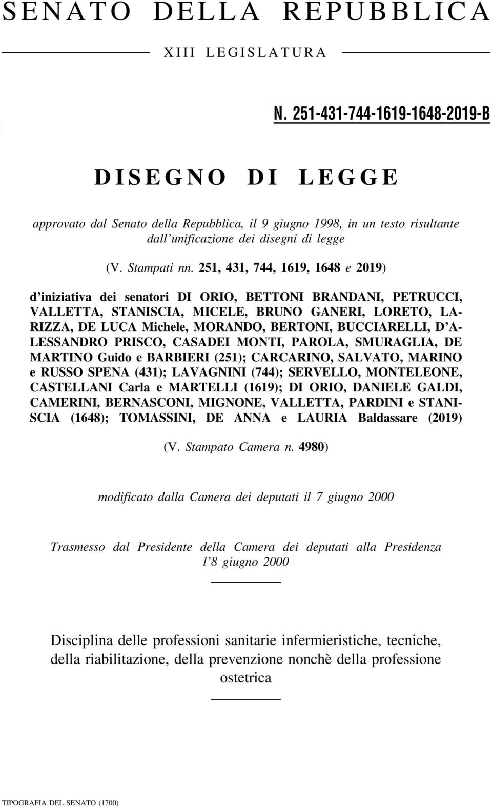 BUCCIARELLI, D'A- LESSANDRO PRISCO, CASADEI MONTI, PAROLA, SMURAGLIA, DE MARTINO Guido e BARBIERI (251); CARCARINO, SALVATO, MARINO e RUSSO SPENA (431); LAVAGNINI (744); SERVELLO, MONTELEONE,