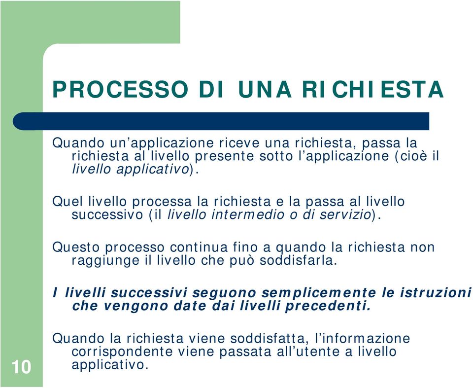 Questo processo continua fino a quando la richiesta non raggiunge il livello che può soddisfarla.