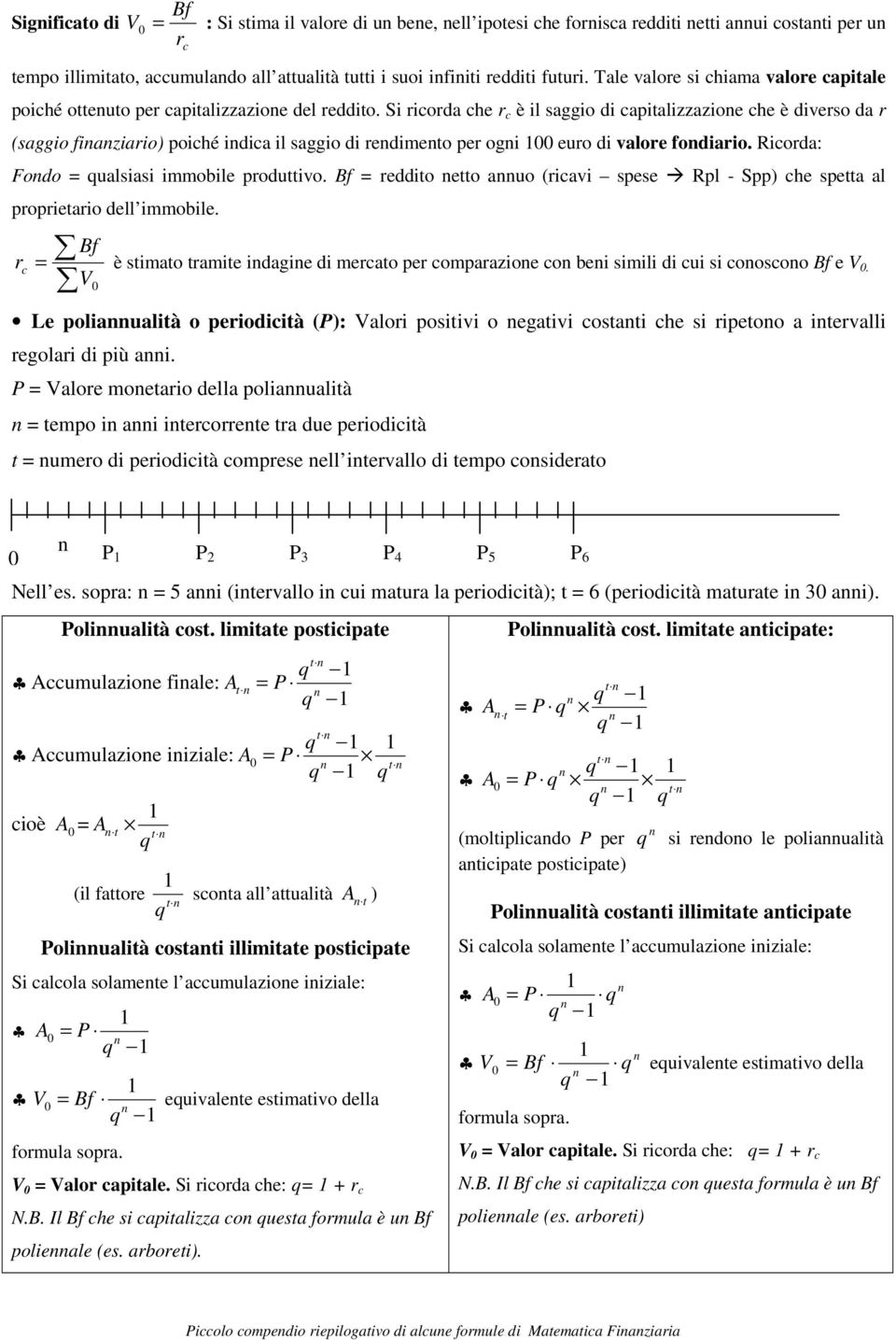 Si icoda che c è il saggio di capializzazioe che è diveso da (saggio fiaziaio) poiché idica il saggio di edieo pe ogi euo di valoe fodiaio. Ricoda: Fodo ualsiasi iobile poduivo.