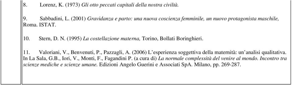 (1995) La costellazione materna, Torino, Bollati Boringhieri. 11. Valoriani, V., Benvenuti, P., Pazzagli, A.