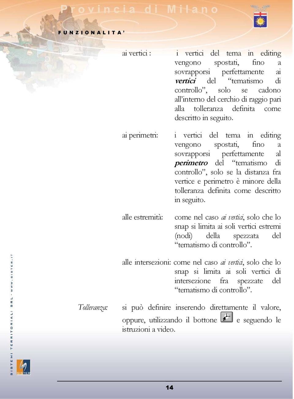 i vertici del tema in editing vengn spstati, fin a svrapprsi perfettamente al perimetr del tematism di cntrll, sl se la distanza fra vertice e perimetr è minre della tlleranza definita cme descritt