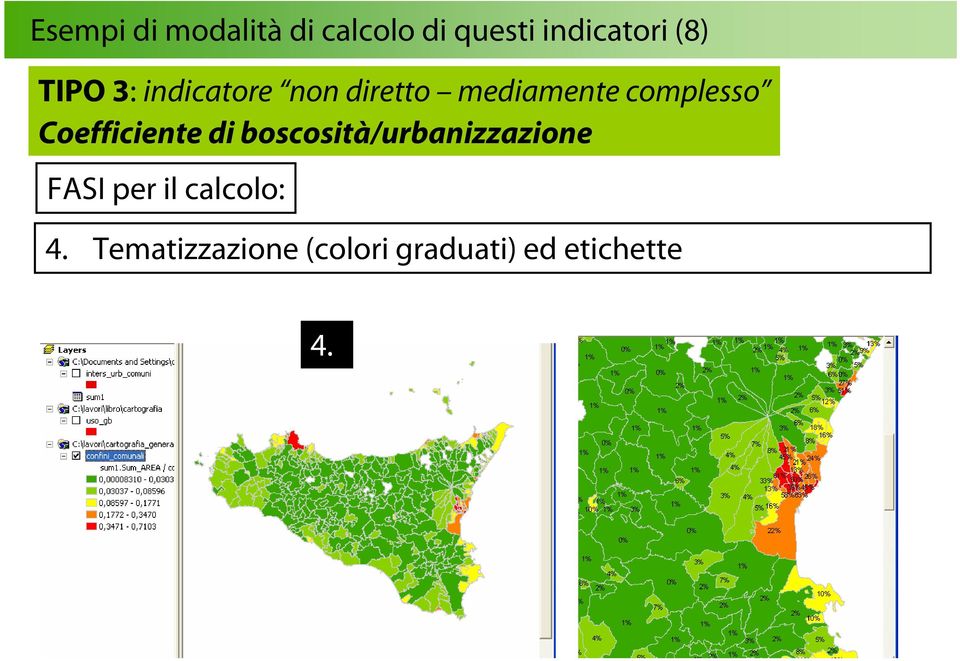 Coefficiente di boscosità/urbanizzazione FASI per il
