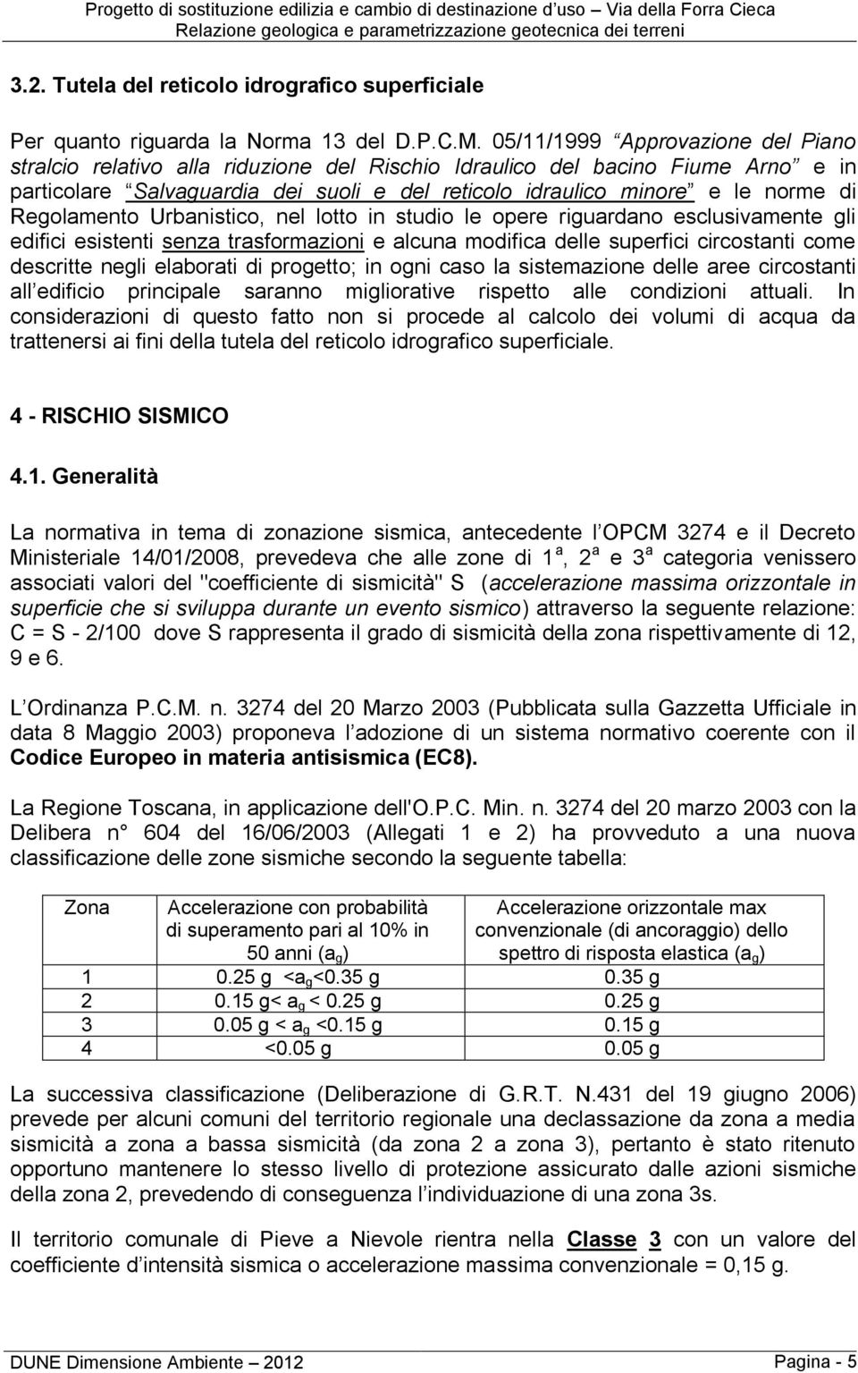 05/11/1999 Approvazione del Piano stralcio relativo alla riduzione del Rischio Idraulico del bacino Fiume Arno e in particolare Salvaguardia dei suoli e del reticolo idraulico minore e le norme di