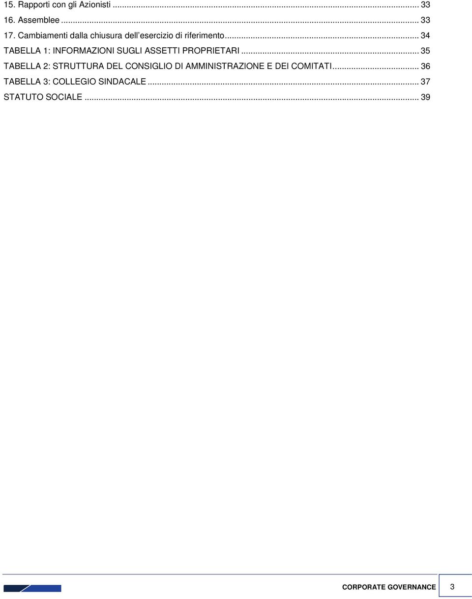 .. 34 TABELLA 1: INFORMAZIONI SUGLI ASSETTI PROPRIETARI.