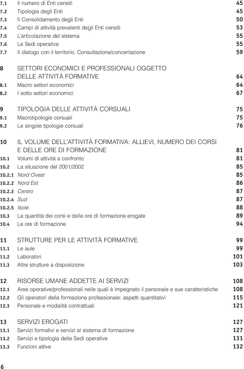 2 I sotto settori economici 67 9 TIPOLOGIA DELLE ATTIVITÀ CORSUALI 75 9.1 Macrotipologie corsuali 75 9.