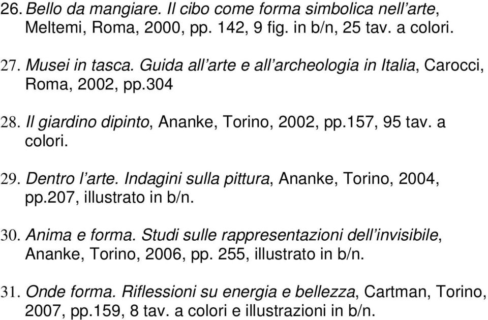 Dentro l arte. Indagini sulla pittura, Ananke, Torino, 2004, pp.207, illustrato in b/n. 30. Anima e forma.