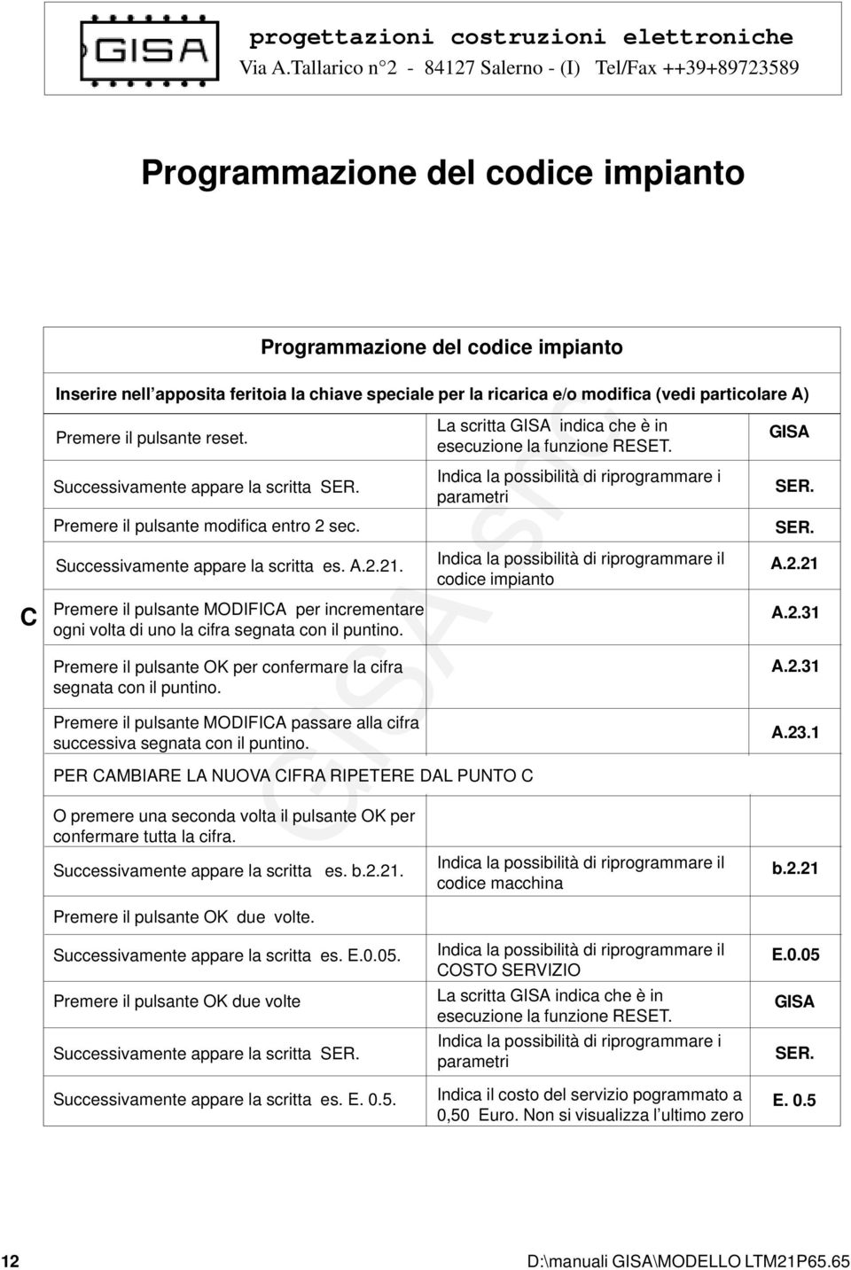 Premere il pulsante OK per confermare la cifra segnata con il puntino. Premere il pulsante MODIFICA passare alla cifra successiva segnata con il puntino.