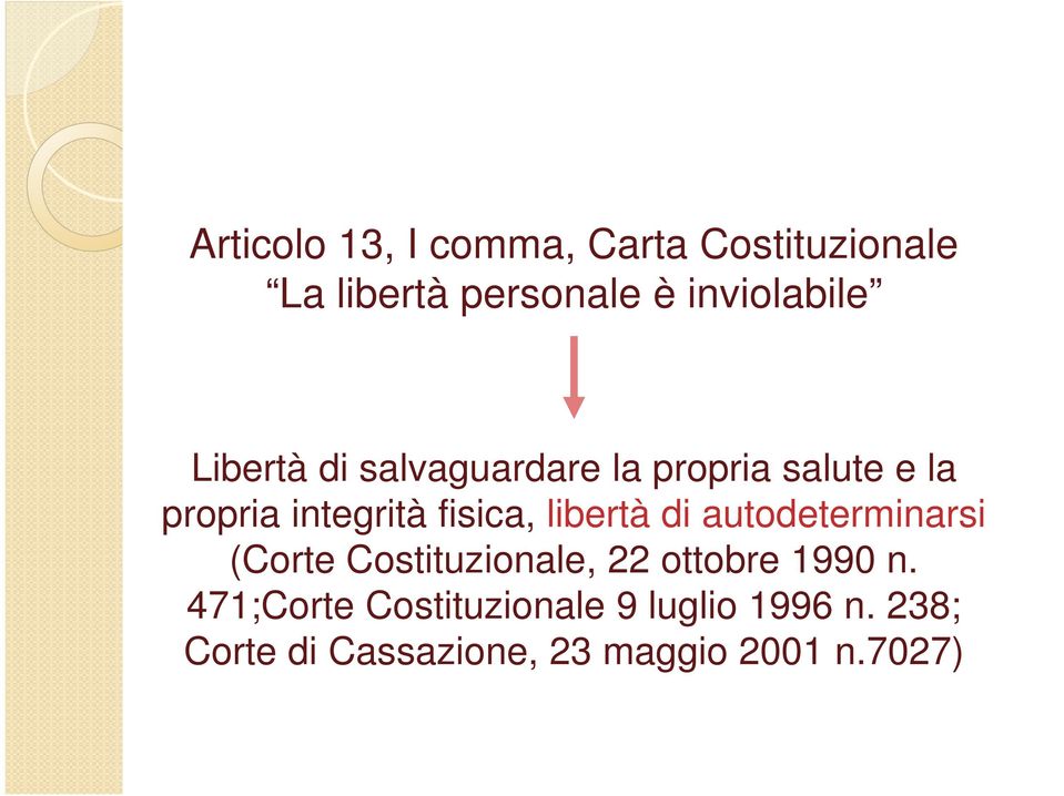 libertà di autodeterminarsi (Corte Costituzionale, 22 ottobre 1990 n.