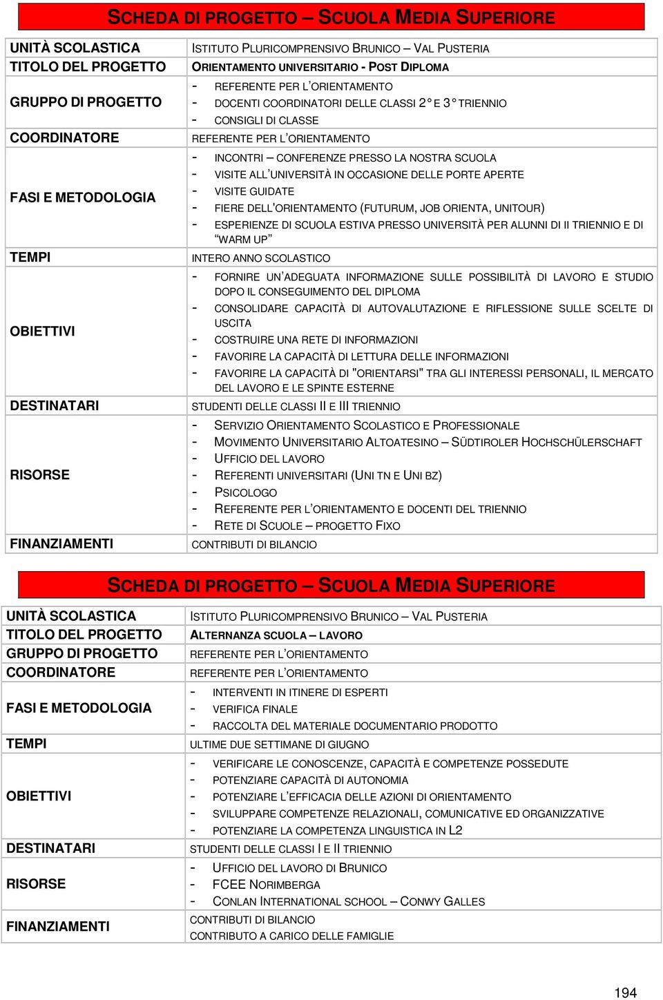 ORIENTA, UNITOUR) - ESPERIENZE DI SCUOLA ESTIVA PRESSO UNIVERSITÀ PER ALUNNI DI II TRIENNIO E DI WARM UP INTERO ANNO SCOLASTICO - FORNIRE UN ADEGUATA INFORMAZIONE SULLE POSSIBILITÀ DI LAVORO E STUDIO