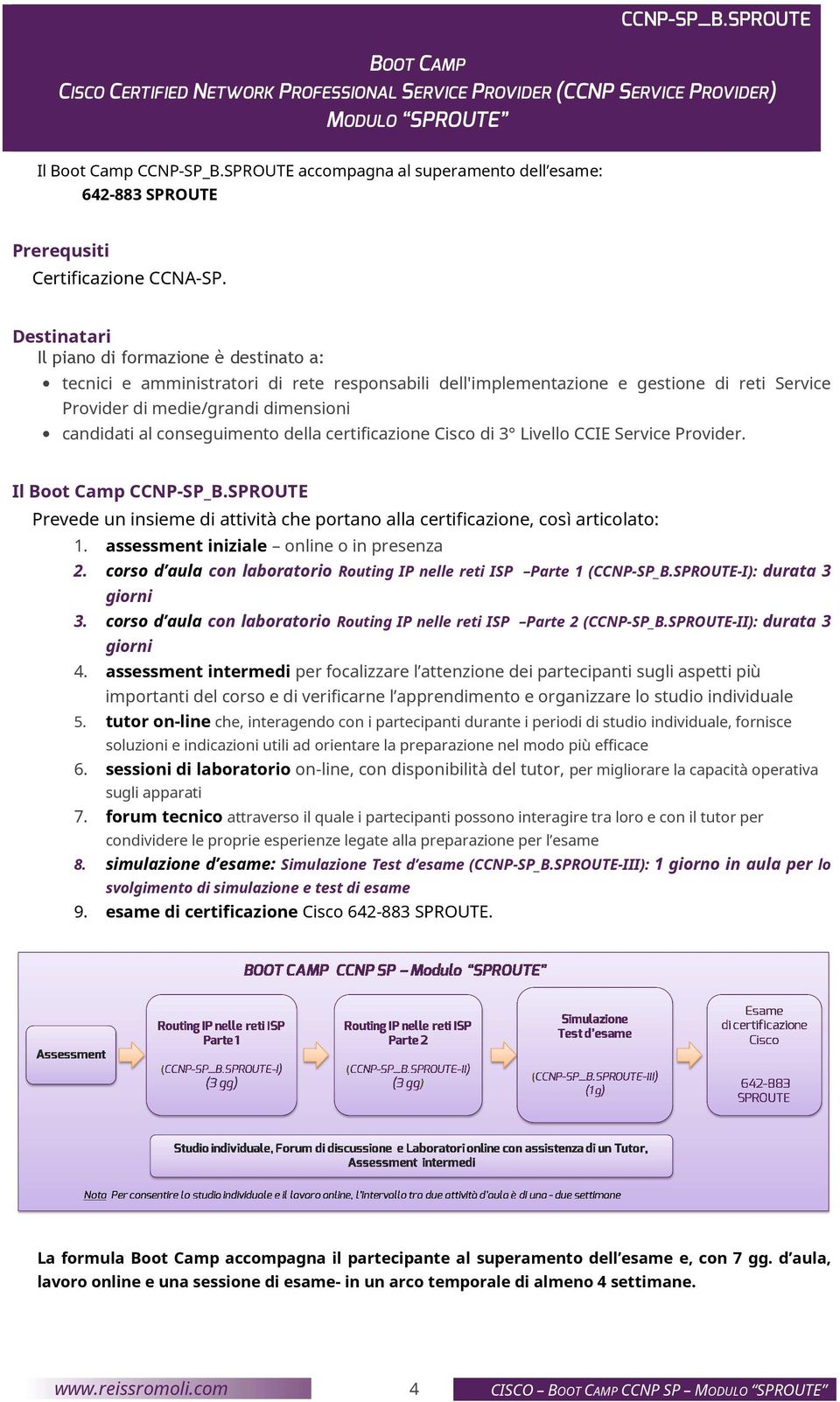 Destinatari Il piano di formazione è destinato a: tecnici e amministratori di rete responsabili dell'implementazione e gestione di reti Service Provider di medie/grandi dimensioni candidati al