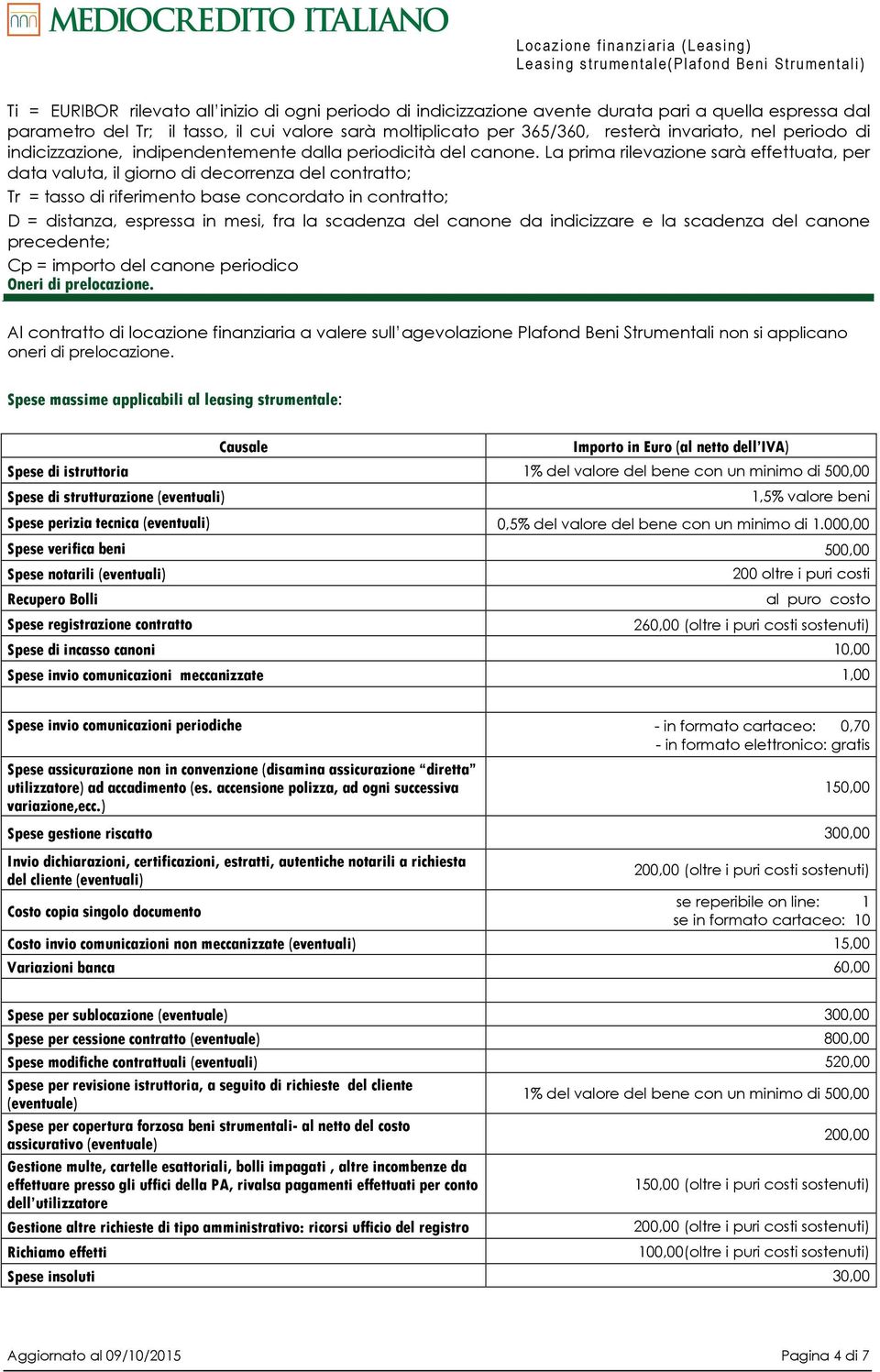 La prima rilevazione sarà effettuata, per data valuta, il giorno di decorrenza del contratto; Tr = tasso di riferimento base concordato in contratto; D = distanza, espressa in mesi, fra la scadenza