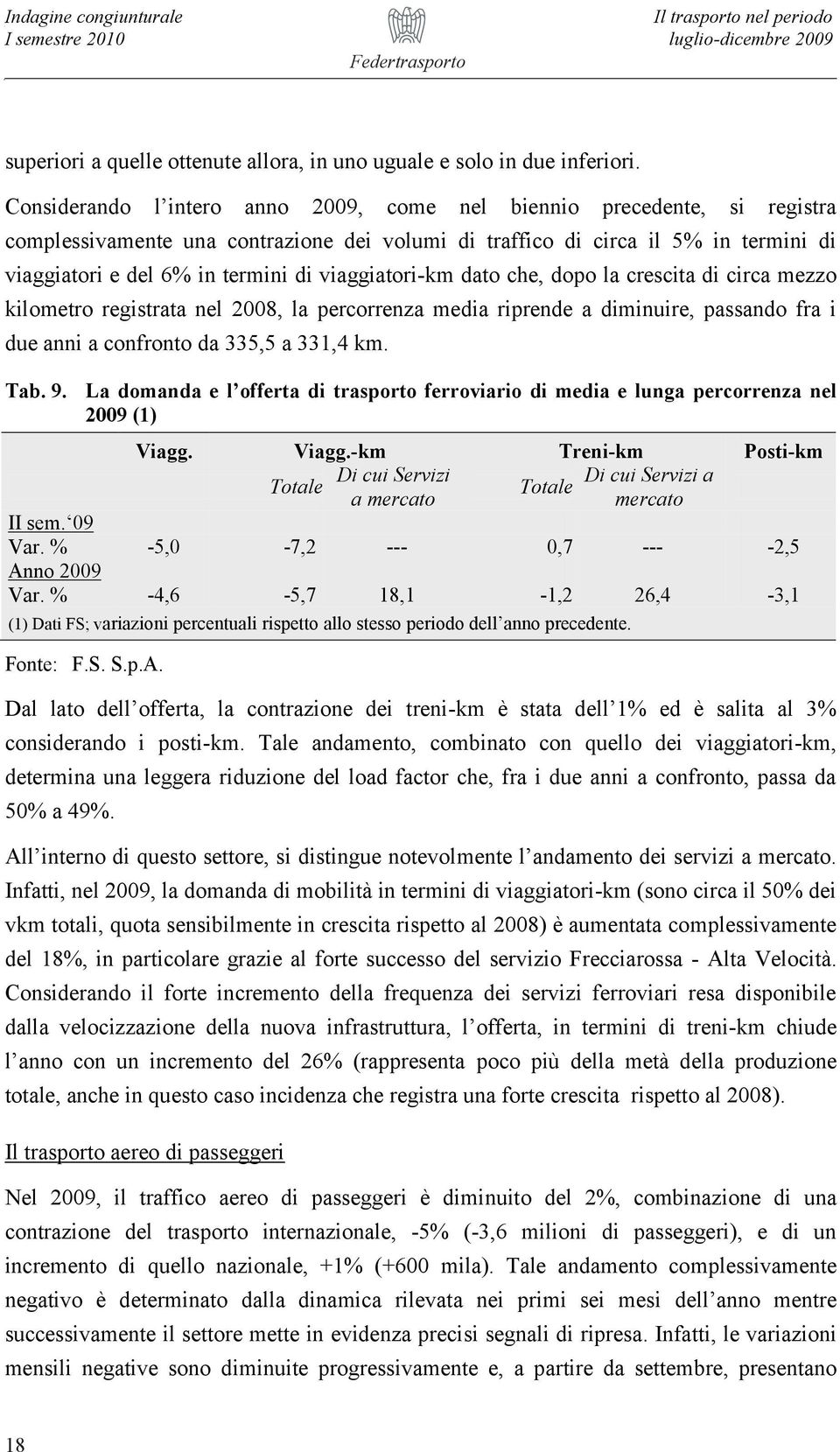 registrata nel 2008, la percorrenza media riprende a diminuire, passando fra i due anni a confronto da 335,5 a 331,4 km. Tab. 9.