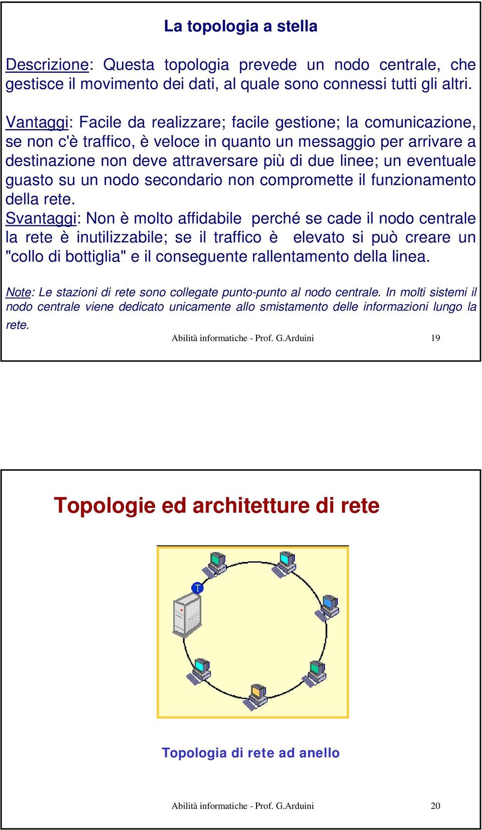 eventuale guasto su un nodo secondario non compromette il funzionamento della rete.