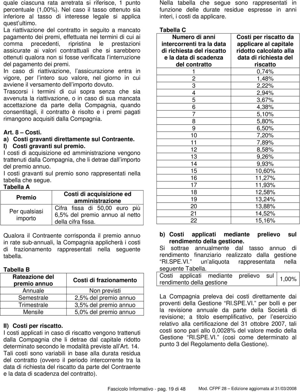 sarebbero ottenuti qualora non si fosse verificata l interruzione del pagamento dei premi.