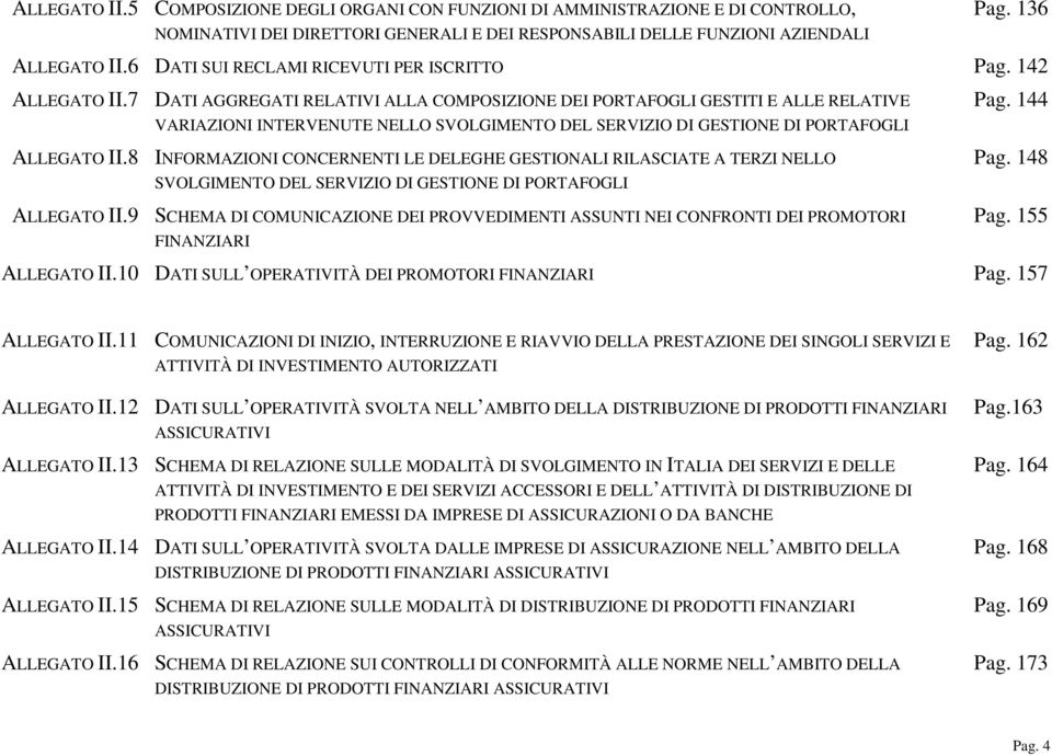 7 DATI AGGREGATI RELATIVI ALLA COMPOSIZIONE DEI PORTAFOGLI GESTITI E ALLE RELATIVE VARIAZIONI INTERVENUTE NELLO SVOLGIMENTO DEL SERVIZIO DI GESTIONE DI PORTAFOGLI ALLEGATO II.