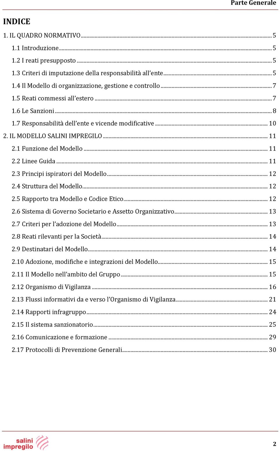 .. 11 2.3 Principi ispiratori del Modello... 12 2.4 Struttura del Modello... 12 2.5 Rapporto tra Modello e Codice Etico... 12 2.6 Sistema di Governo Societario e Assetto Organizzativo... 13 2.