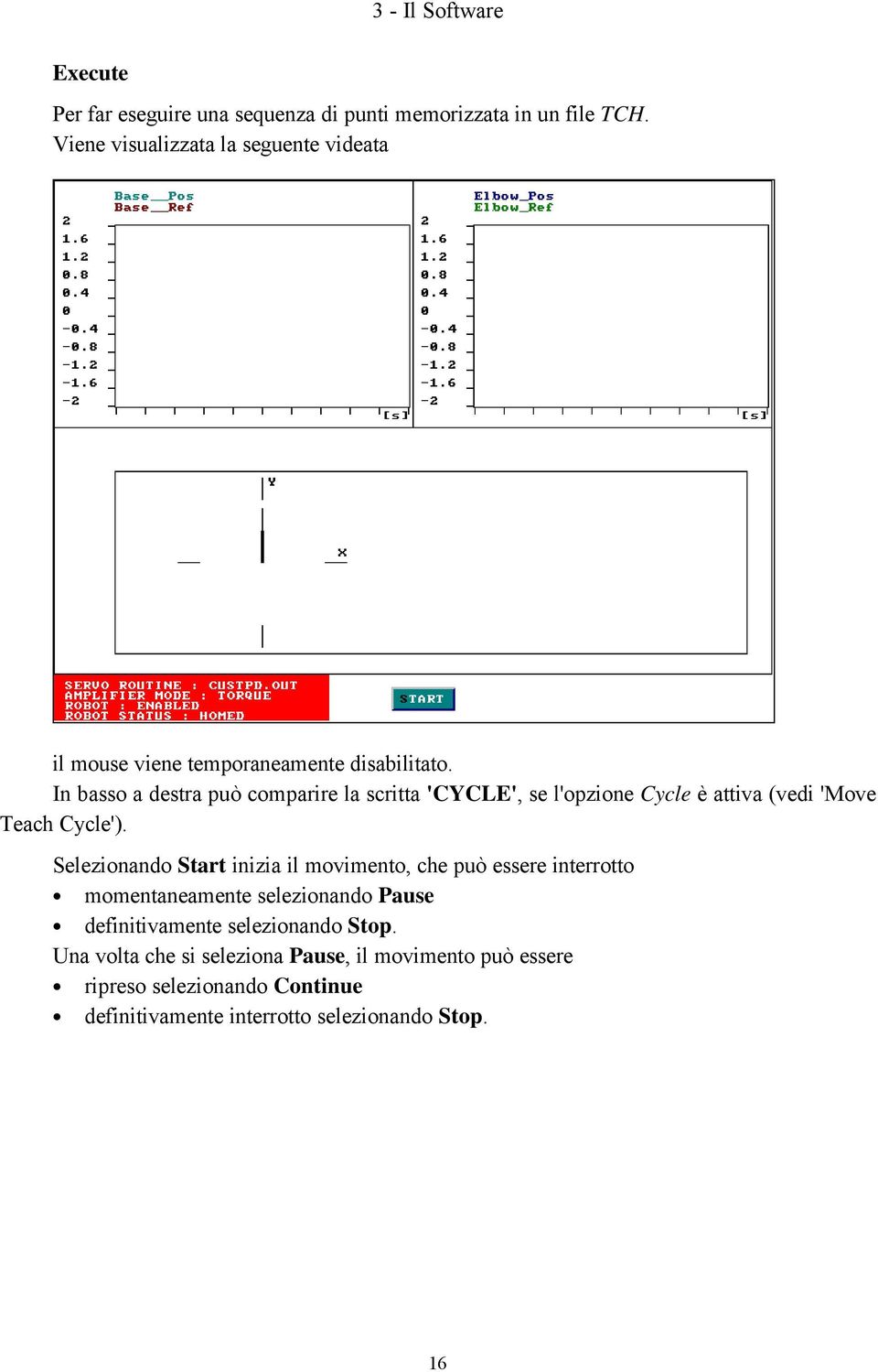 In basso a destra può comparire la scritta 'CYCLE', se l'opzione Cycle è attiva (vedi 'Move Teach Cycle').