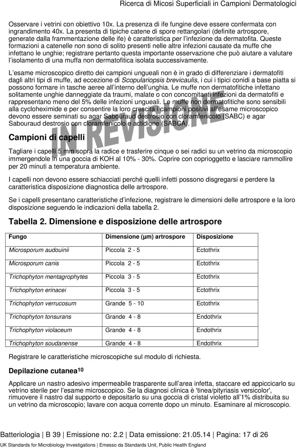 Queste formazioni a catenelle non sono di solito presenti nelle altre infezioni causate da muffe che infettano le unghie; registrare pertanto questa importante osservazione che può aiutare a valutare