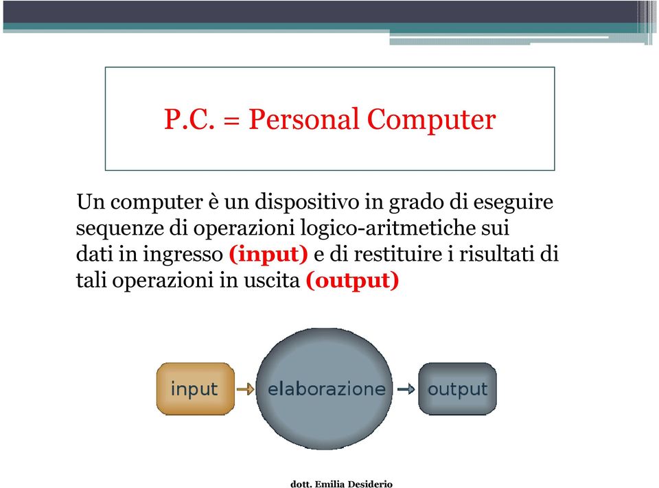 operazioni logico-aritmetiche sui dati in ingresso