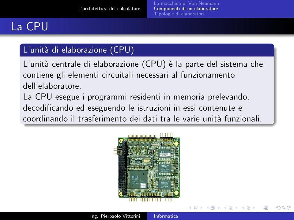 funzionamento dell elaboratore.