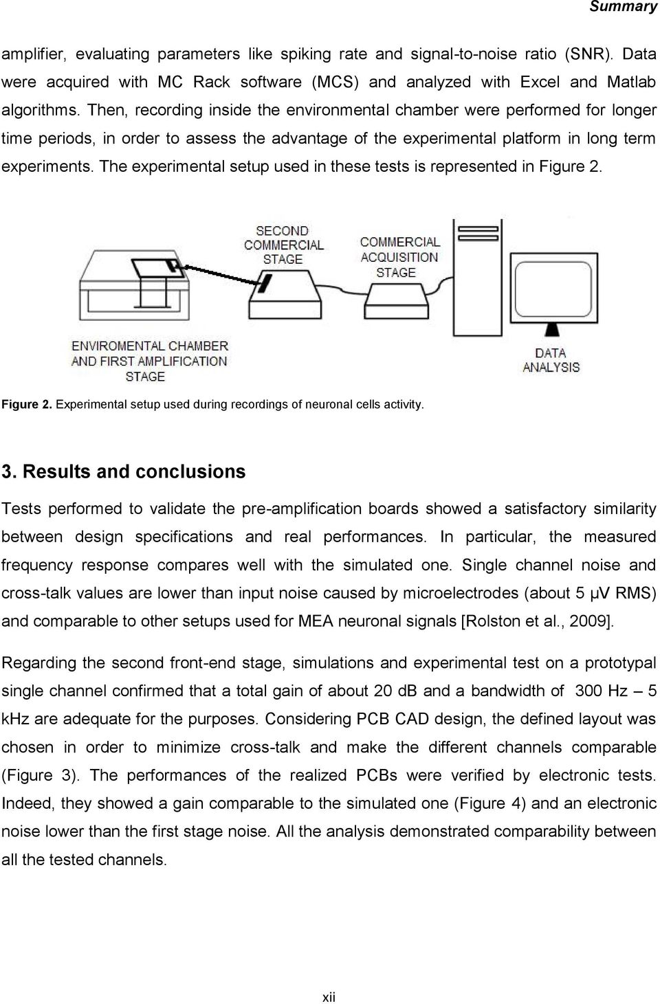 The experimental setup used in these tests is represented in Figure 2. Figure 2. Experimental setup used during recordings of neuronal cells activity. 3.