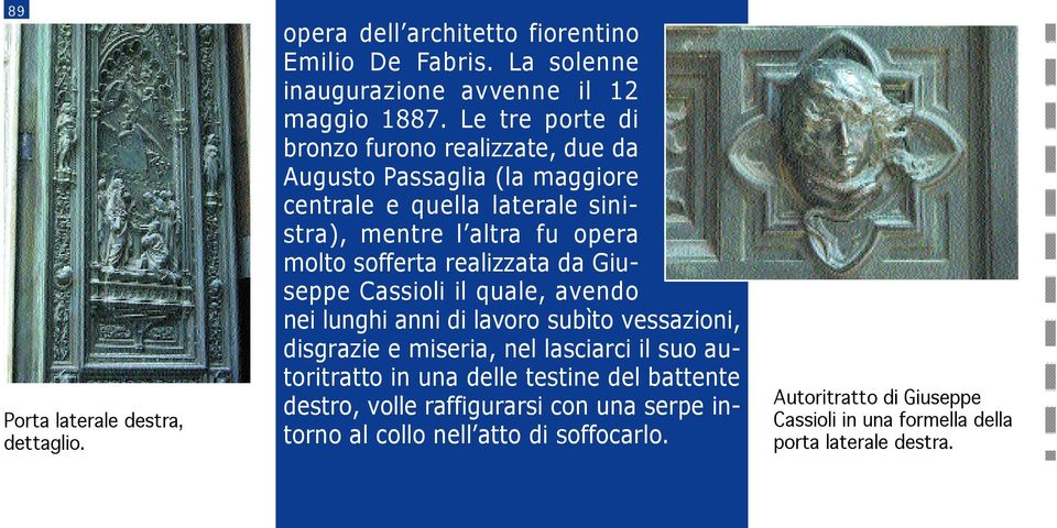 realizzata da Giuseppe Cassioli il quale, avendo nei lunghi anni di lavoro subìto vessazioni, disgrazie e miseria, nel lasciarci il suo autoritratto in una