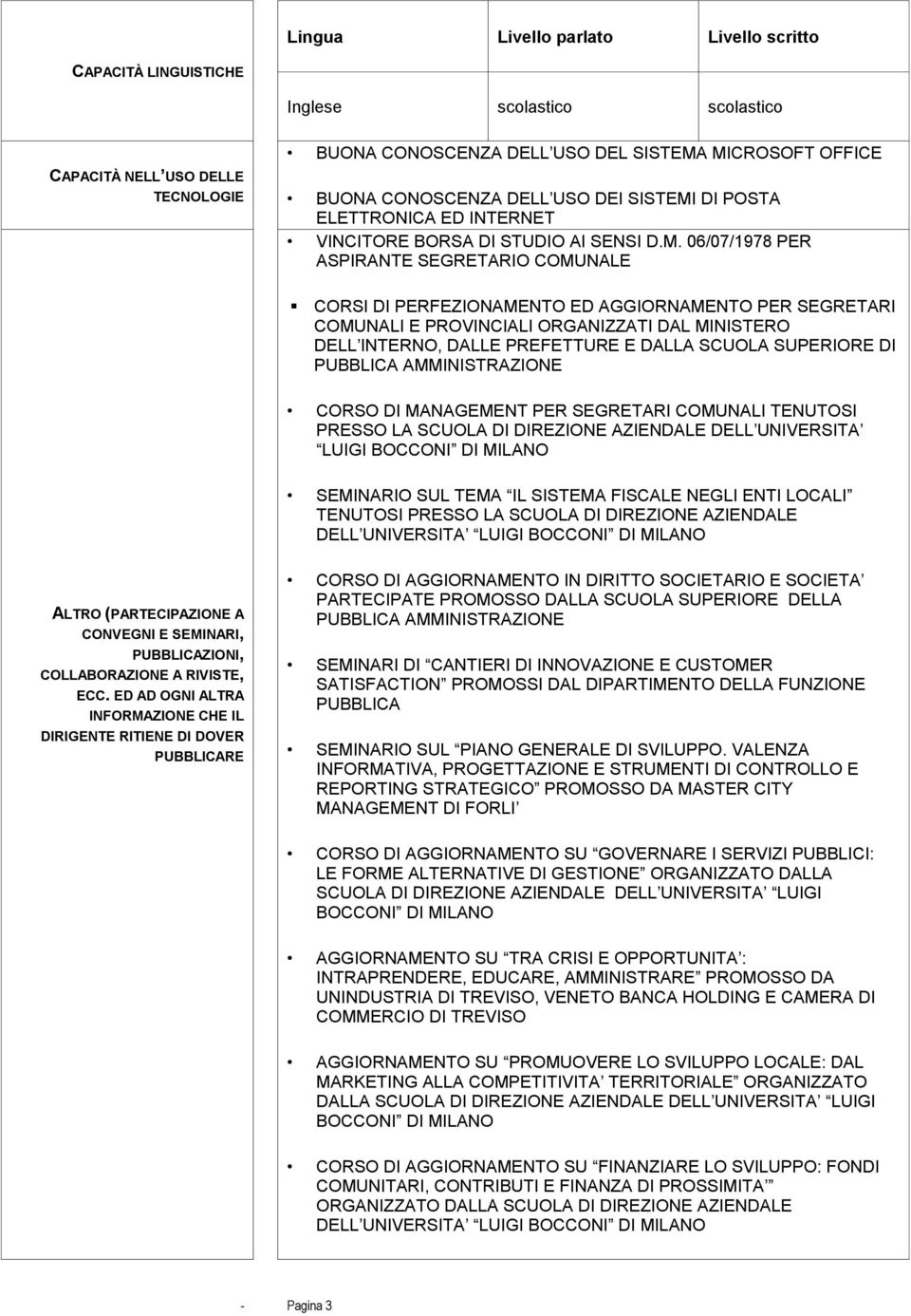 DI POSTA ELETTRONICA ED INTERNET VINCITORE BORSA DI STUDIO AI SENSI D.M.