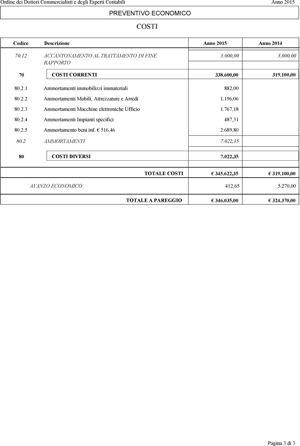 2.3 Ammortamenti Macchine elettroniche Ufficio 80.2.4 Ammortamenti Impianti specifici 80.2.5 Ammortamento beni inf. 516,46 882,00 1.196,06 1.767,18 487,31 2.689,80 80.