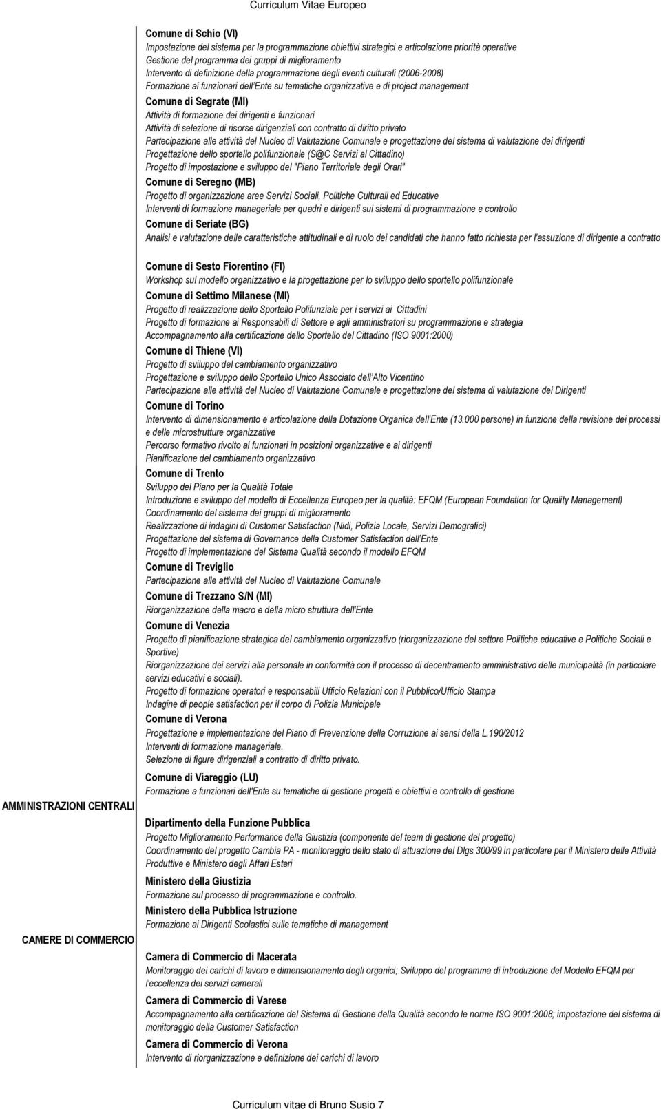 dei dirigenti e funzionari Attività di selezione di risorse dirigenziali con contratto di diritto privato e progettazione del sistema di valutazione dei dirigenti Progettazione dello sportello