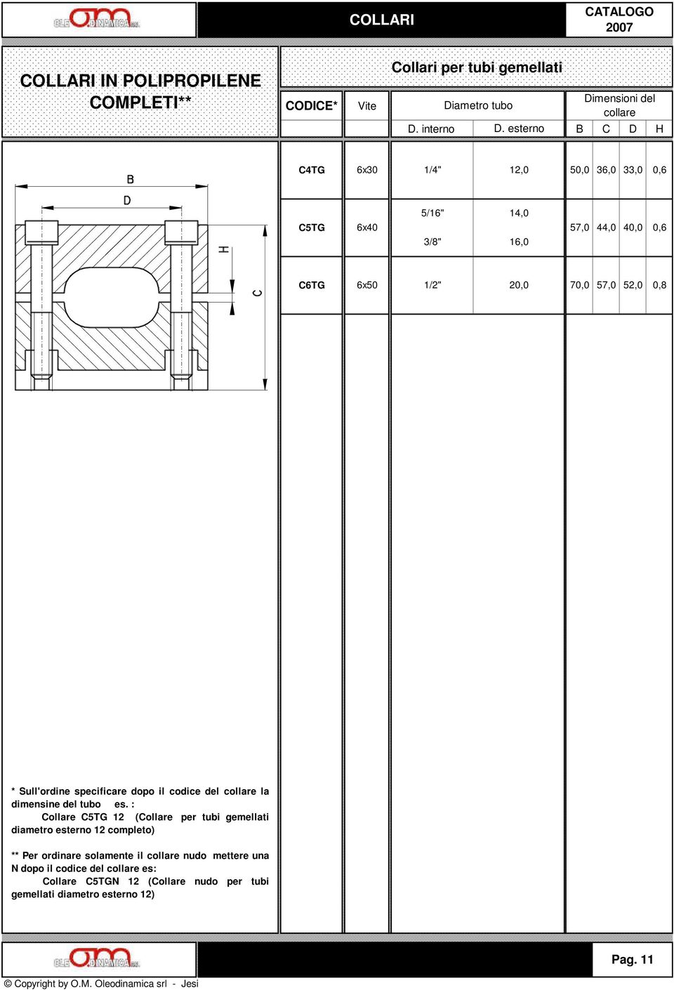 Sull'ordine specificare dopo il codice del collare la dimensine del tubo es.