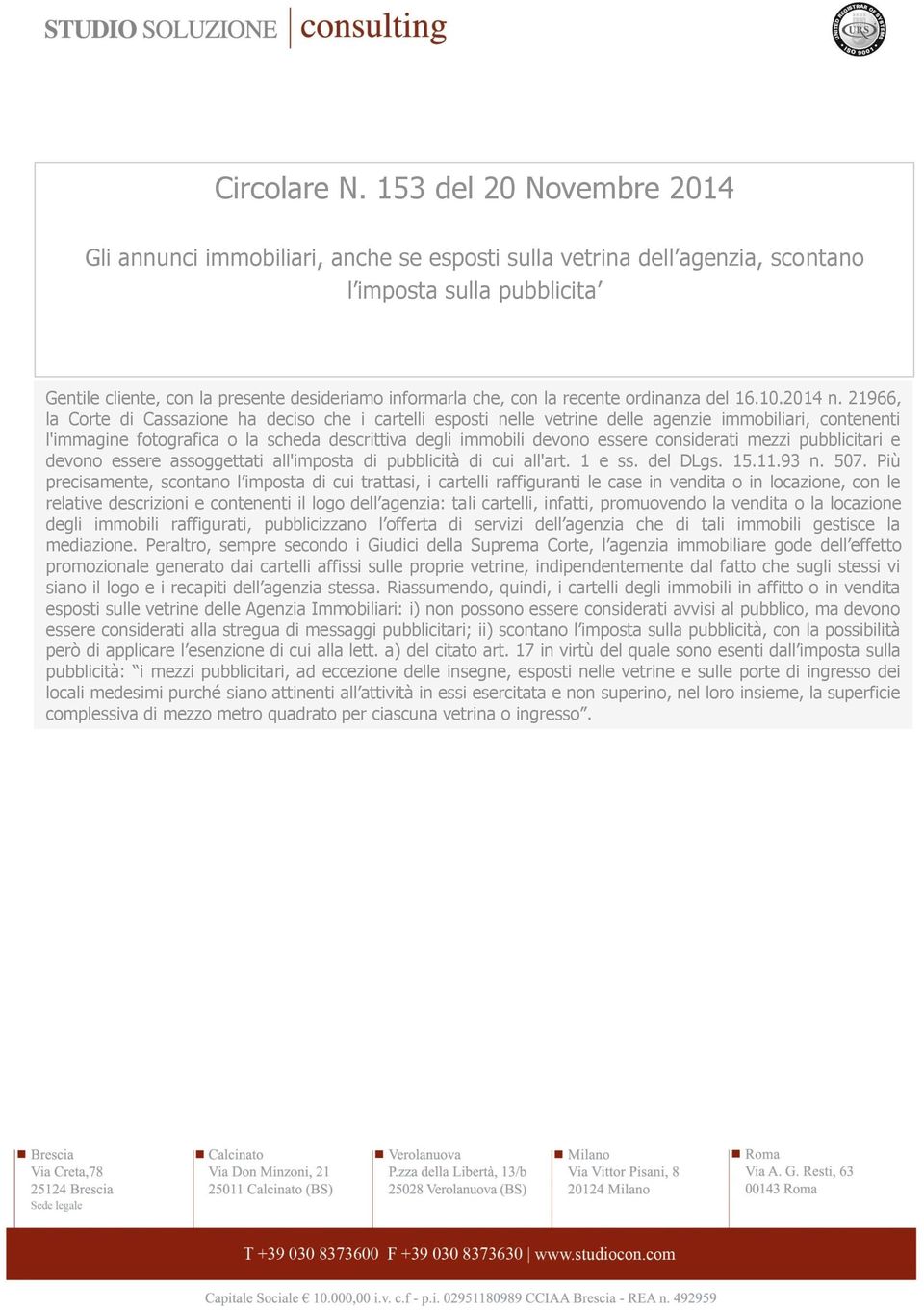 recente ordinanza del 16.10.2014 n.