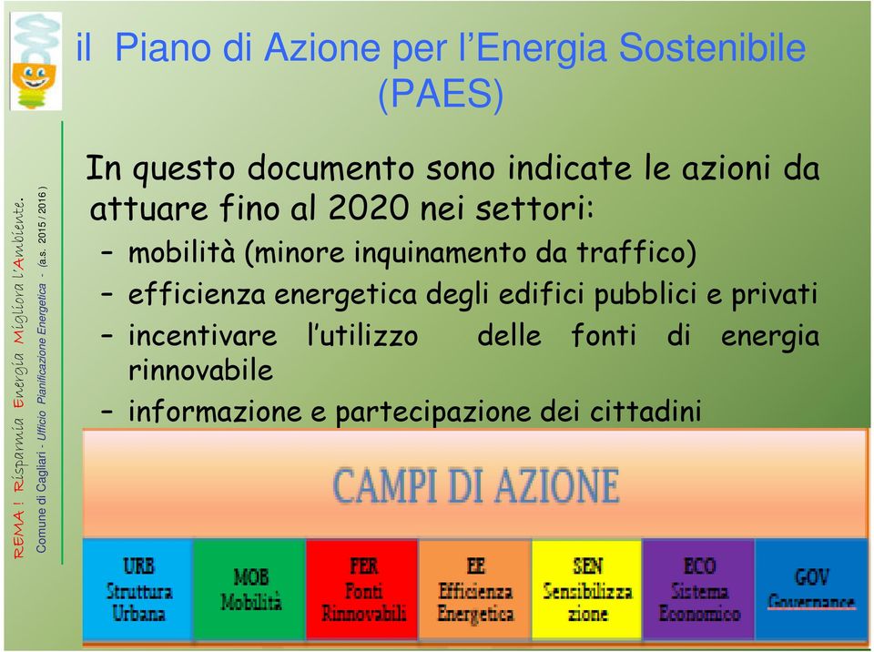 inquinamento da traffico) efficienza energetica degli edifici pubblici e privati