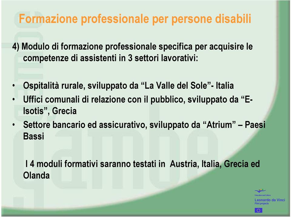 Italia Uffici comunali di relazione con il pubblico, sviluppato da E- Isotis, Grecia Settore bancario ed