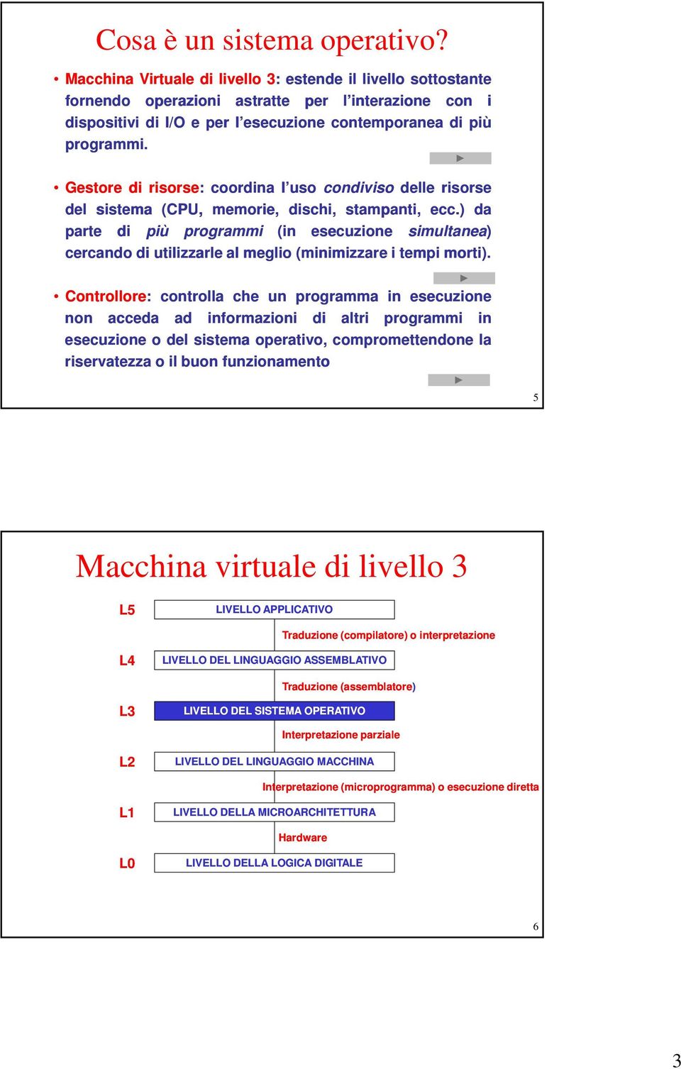 i Gestore di risorse: coordina l uso condiviso delle risorse del sistema (CPU, memorie, dischi, stampanti, ecc.