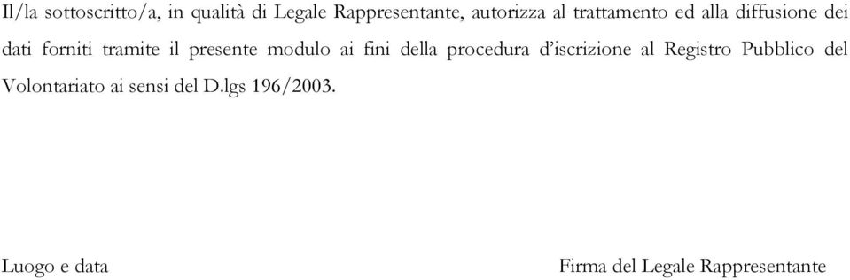 modulo ai fini della procedura d iscrizione al Registro Pubblico del