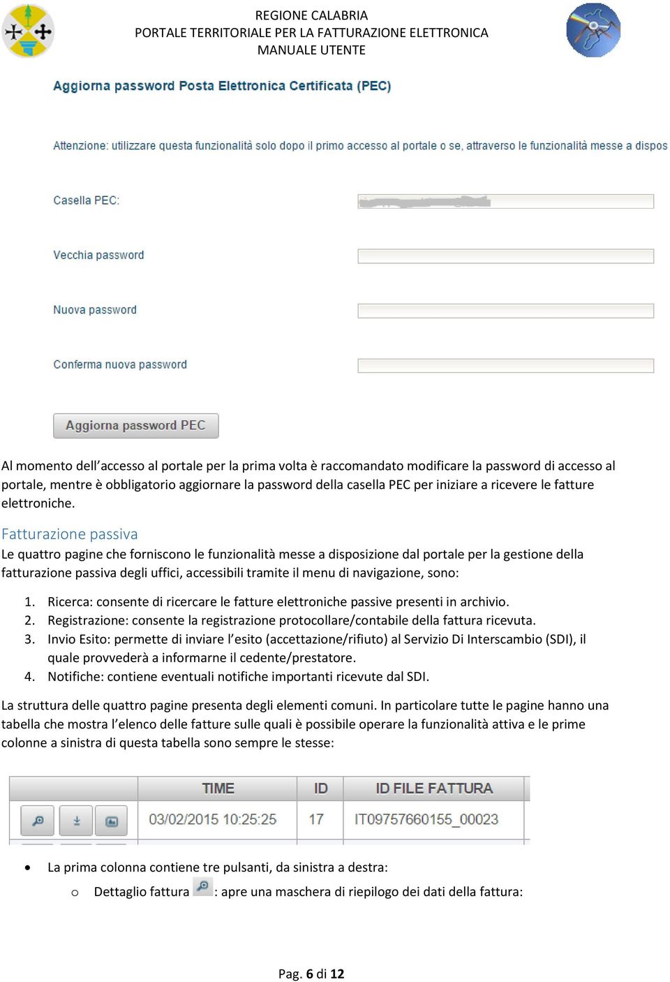 Fatturazione passiva Le quattro pagine che forniscono le funzionalità messe a disposizione dal portale per la gestione della fatturazione passiva degli uffici, accessibili tramite il menu di