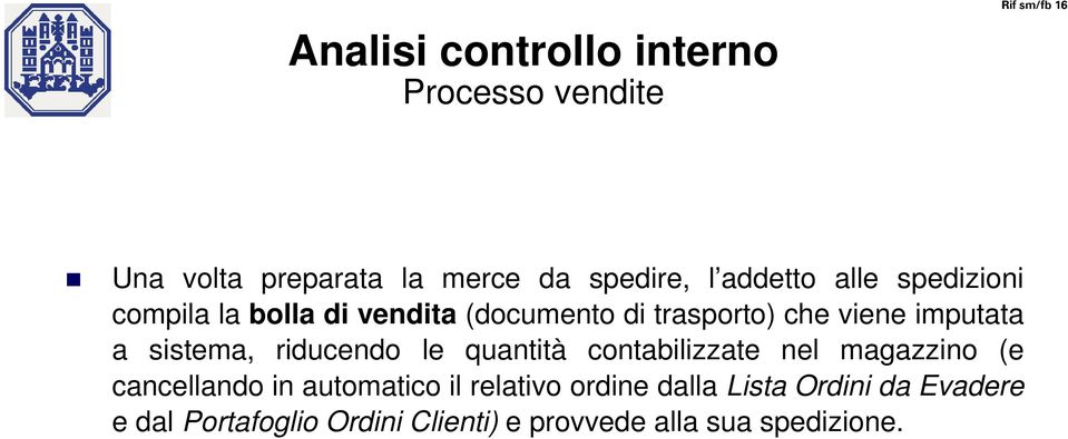 quantità contabilizzate nel magazzino (e cancellando in automatico il relativo ordine