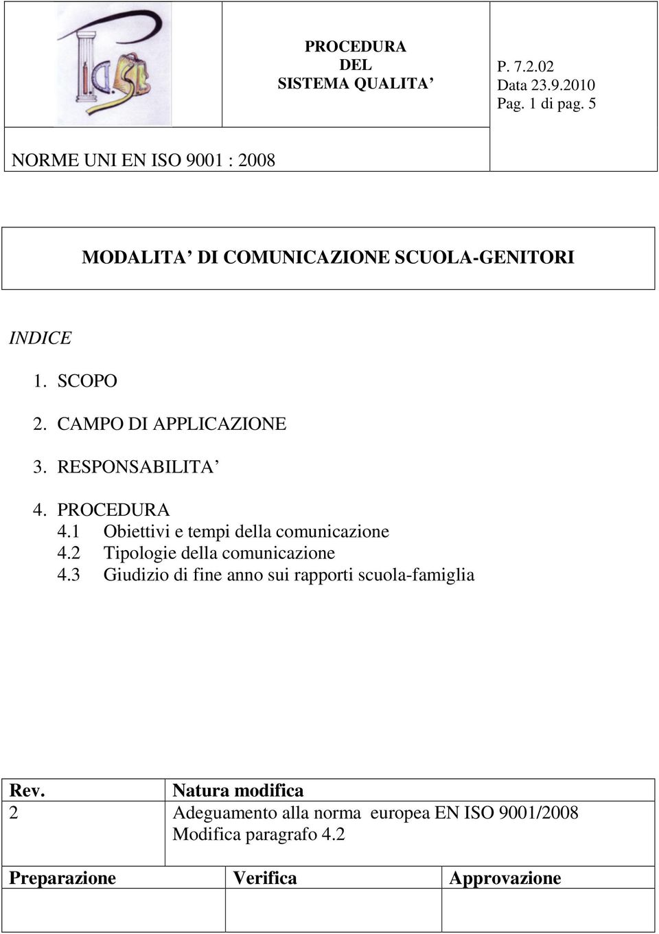 1 Obiettivi e tempi della comunicazione 4.2 Tipologie della comunicazione 4.