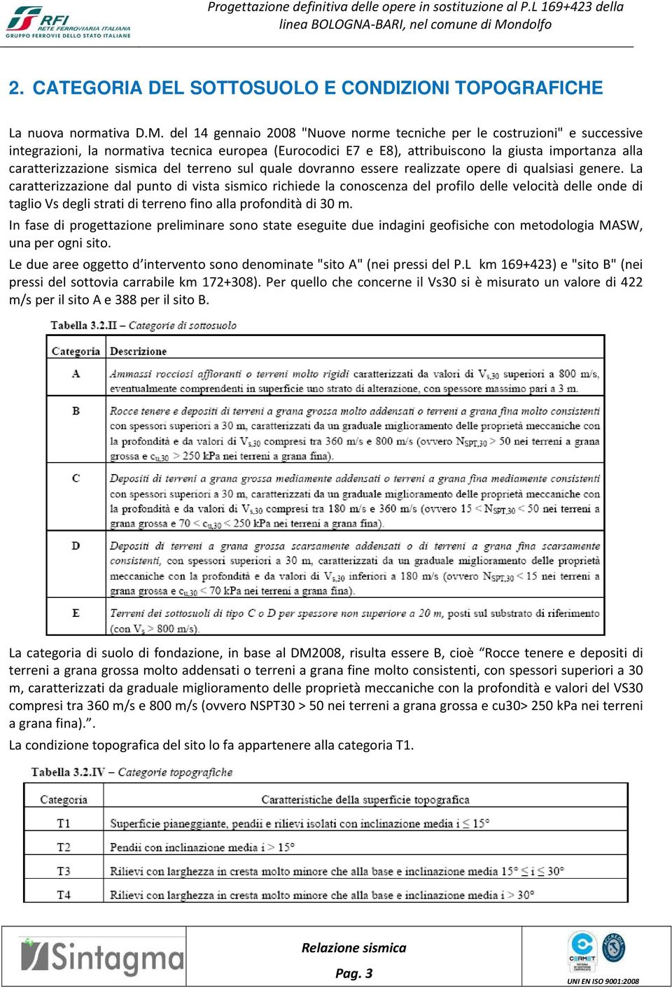 sismica del terreno sul quale dovranno essere realizzate opere di qualsiasi genere.