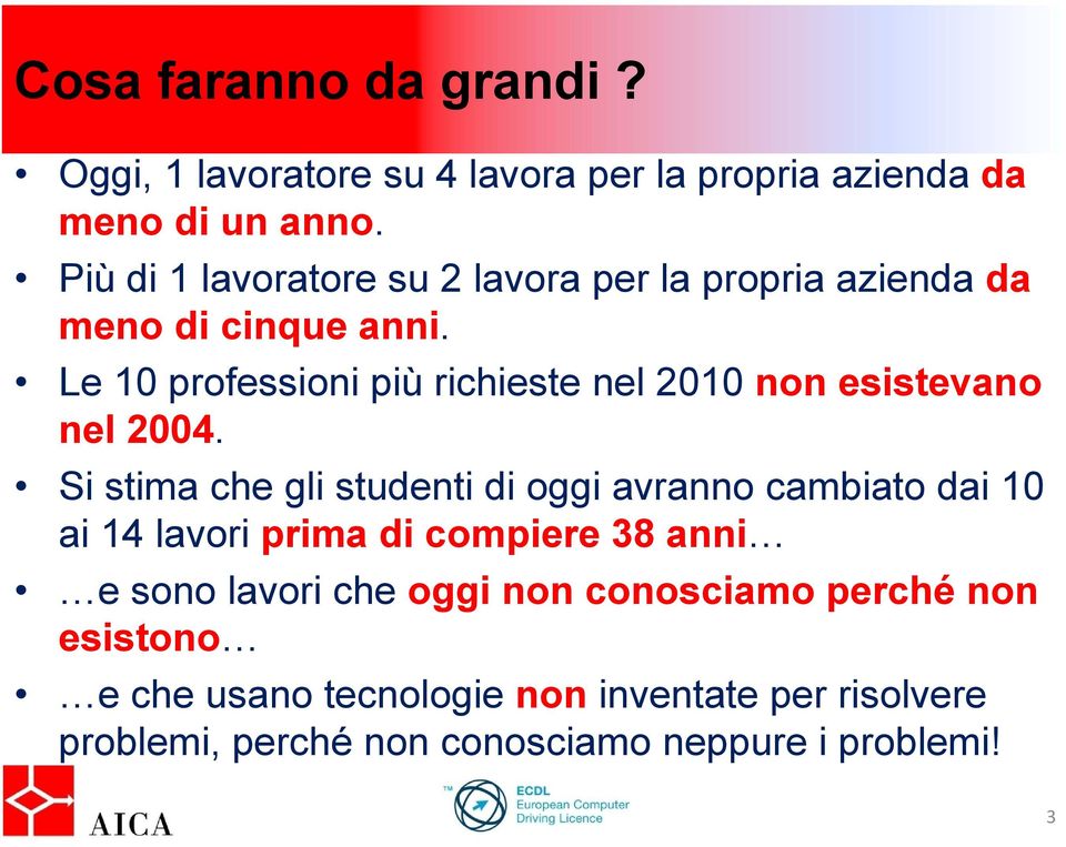 Le 10 professioni più richieste nel 2010 non esistevano nel 2004.