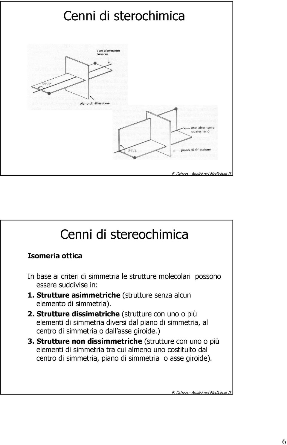 Strutture dissimetriche (strutture con uno o più elementi di simmetria diversi dal piano di simmetria, al centro di simmetria o dall