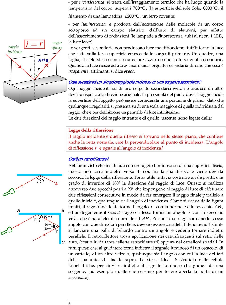 d radazon (le lampade a fluorescenza, tub al neon, LED, la luce laser) Le sorgent secondare non producono luce ma dffondono tutt ntorno la luce che cade sulla loro superfce emessa dalle sorgent