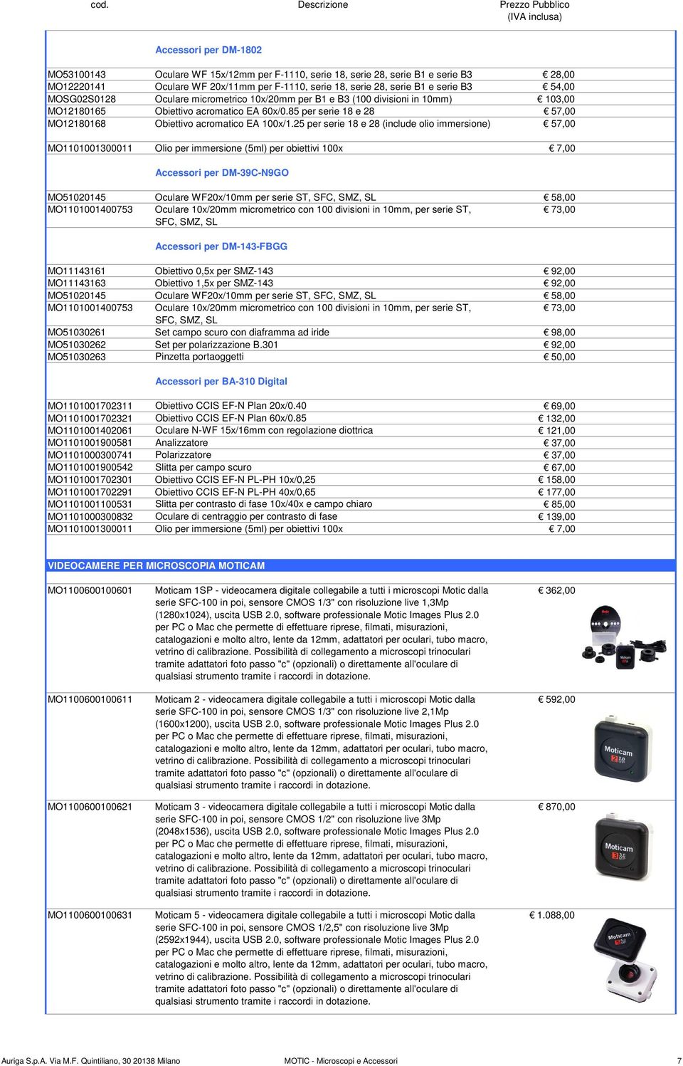 25 per serie 18 e 28 (include olio immersione) 57,00 Accessori per DM-39C-N9GO MO51020145 Oculare WF20x/10mm per serie ST, SFC, SMZ, SL 58,00 MO1101001400753 Oculare 10x/20mm micrometrico con 100