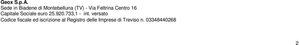 Centro 16 Capitale Sociale euro 25.920.733,1 - int.